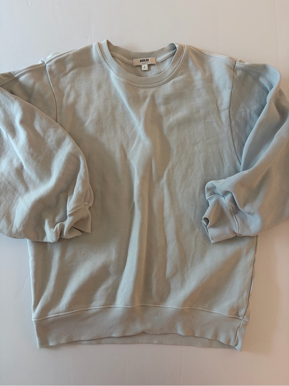 Agolde Women’s 3/4 Pullover Sweatshirt Size S Cotton Blueish Gray Casual Layer - Picture 11 of 13